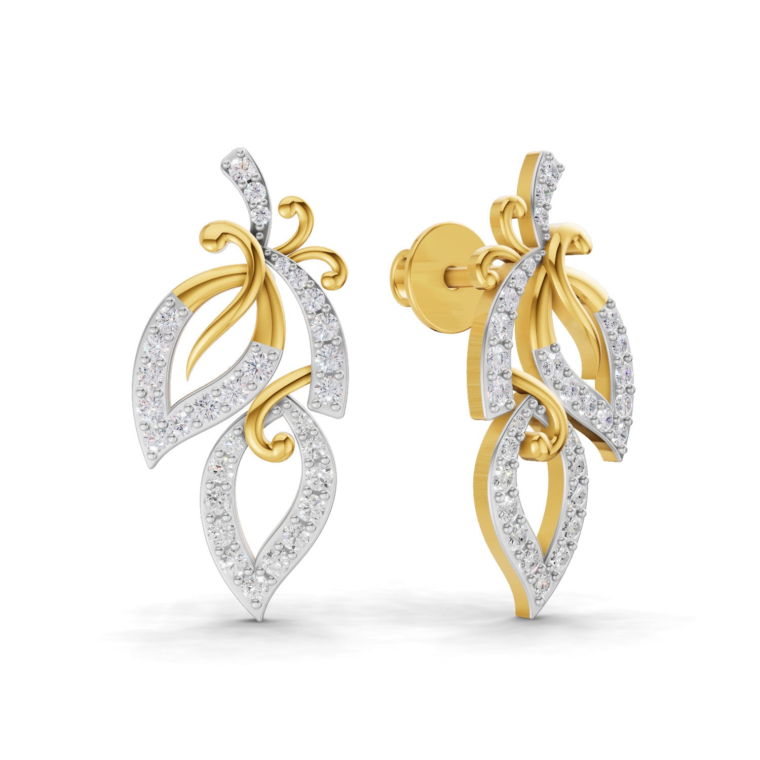 Lab Grown Diamond Earrings 0.73 Carat IGI Certified Round Shape F-G VS | 925 Sterling Silver Yellow Gold Plated Fashion Earrings