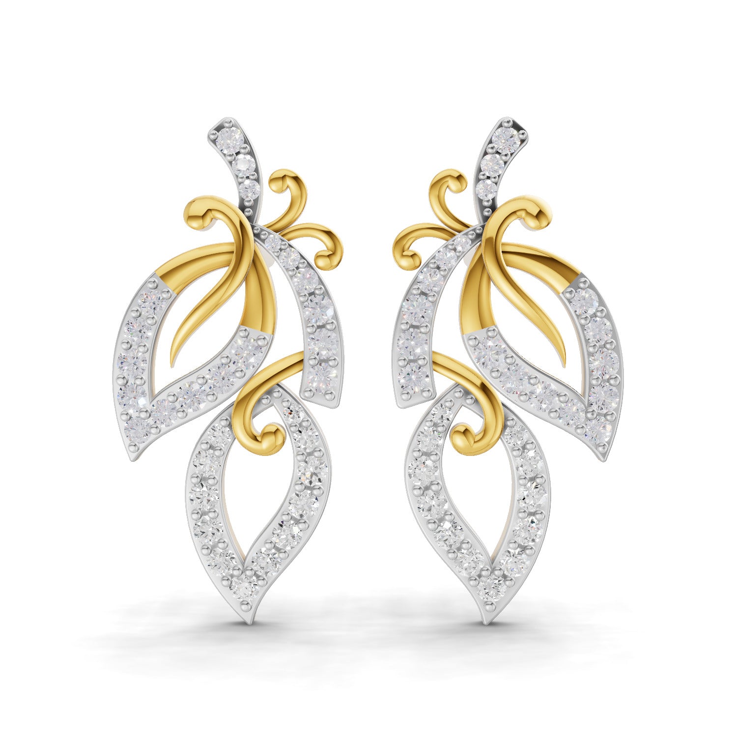 Lab Grown Diamond Earrings 0.73 Carat IGI Certified Round Shape F-G VS | 925 Sterling Silver Yellow Gold Plated Fashion Earrings