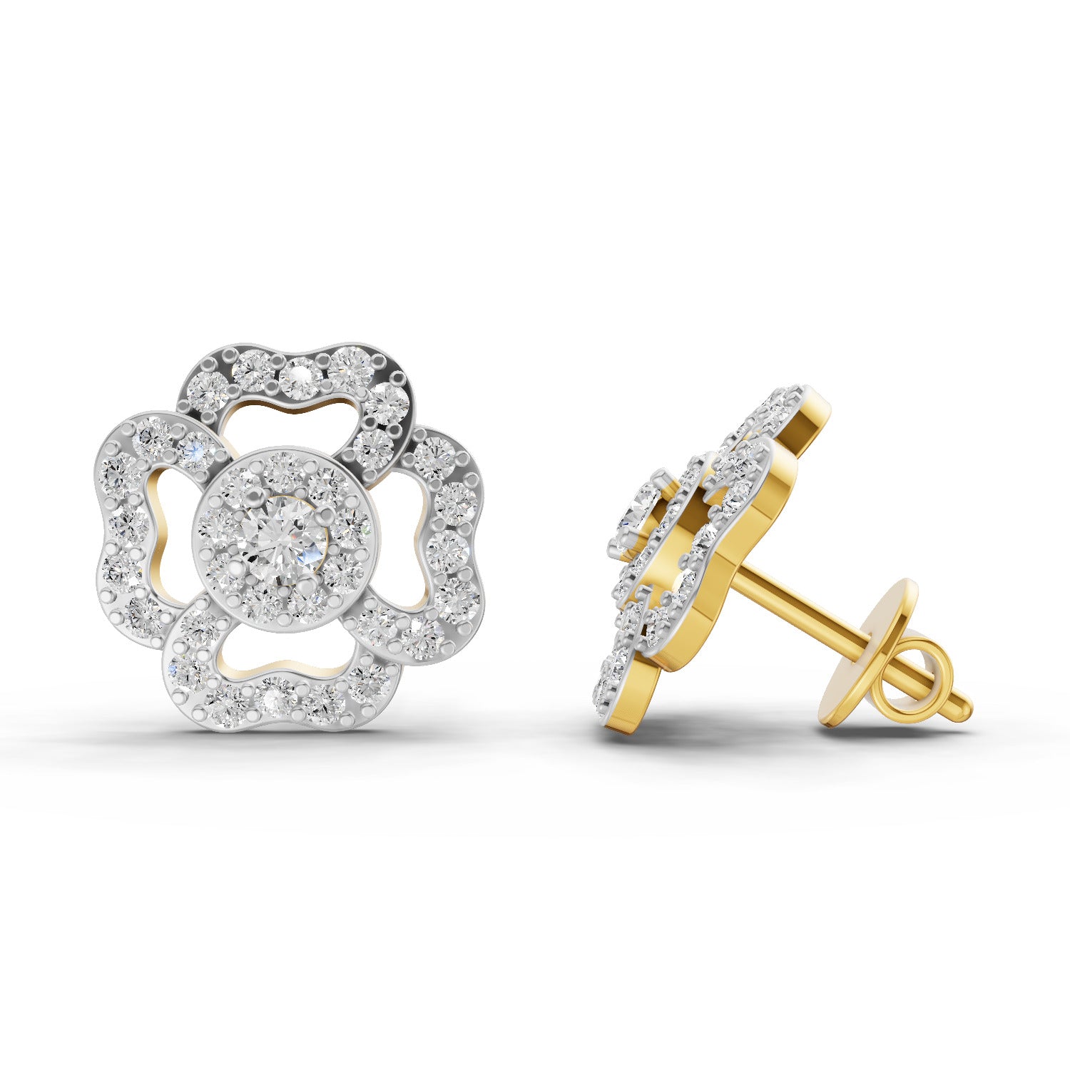 Lab Grown Diamond Earrings 0.93 Carat IGI Certified Round Shape F-G VS | 925 Sterling Silver Gold Plated Fashion Earrings