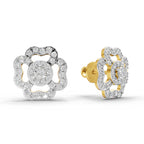Lab Grown Diamond Earrings 0.93 Carat IGI Certified Round Shape F-G VS | 925 Sterling Silver Gold Plated Fashion Earrings