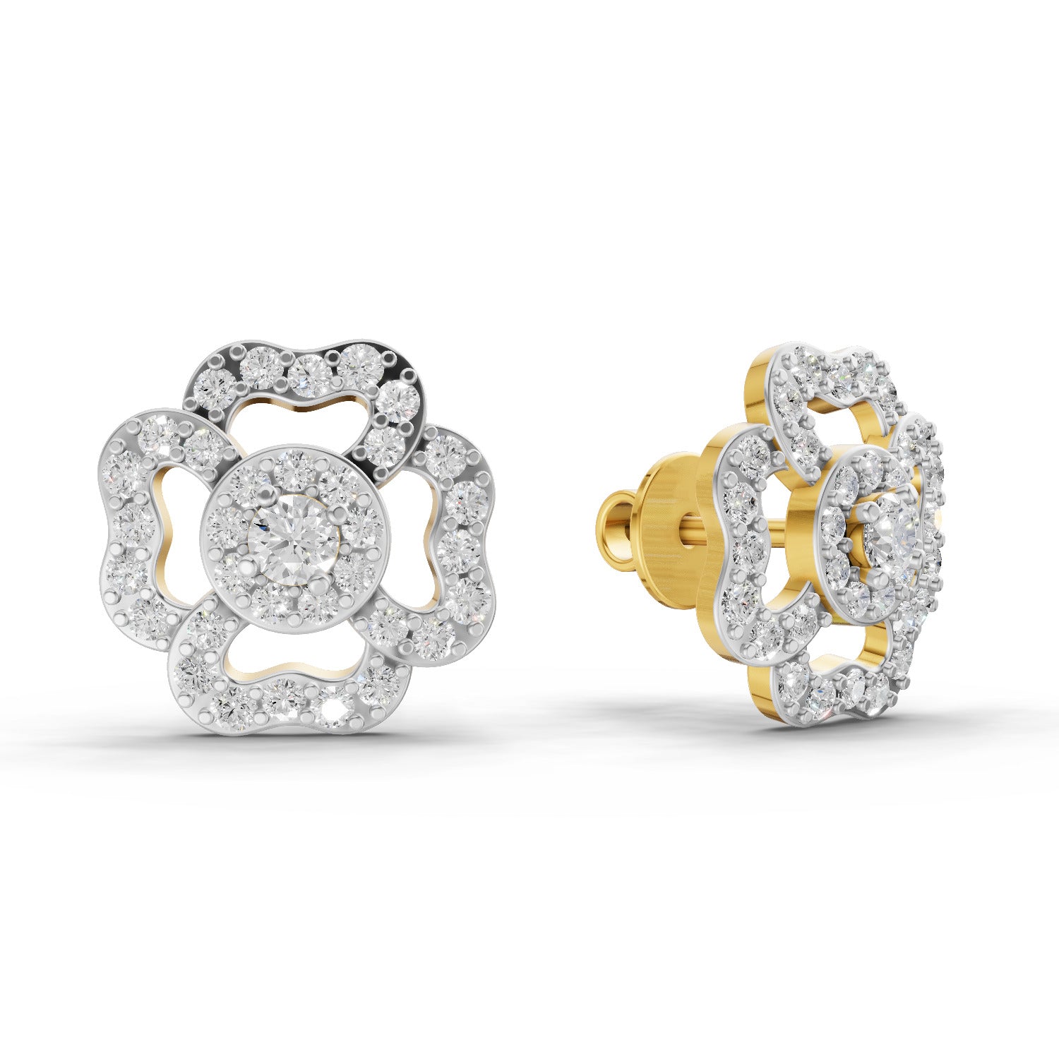 Lab Grown Diamond Earrings 0.93 Carat IGI Certified Round Shape F-G VS | 925 Sterling Silver Gold Plated Fashion Earrings