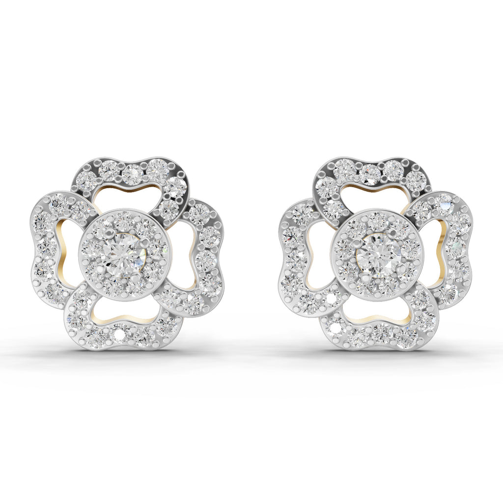 Lab Grown Diamond Earrings 0.93 Carat IGI Certified Round Shape F-G VS | 925 Sterling Silver Gold Plated Fashion Earrings