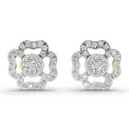 Lab Grown Diamond Earrings 0.93 Carat IGI Certified Round Shape F-G VS | 925 Sterling Silver Gold Plated Fashion Earrings