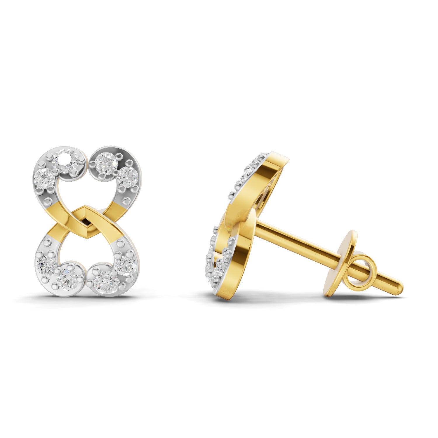 Lab Grown Diamond Earrings 0.18 Carat IGI Certified Round Shape F-G VS | 925 Sterling Silver Gold Plated Fashion Earrings