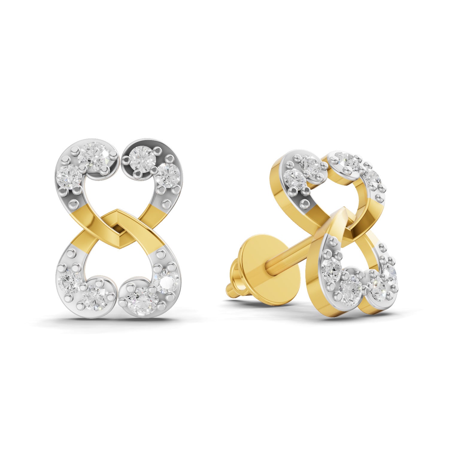 Lab Grown Diamond Earrings 0.18 Carat IGI Certified Round Shape F-G VS | 925 Sterling Silver Gold Plated Fashion Earrings