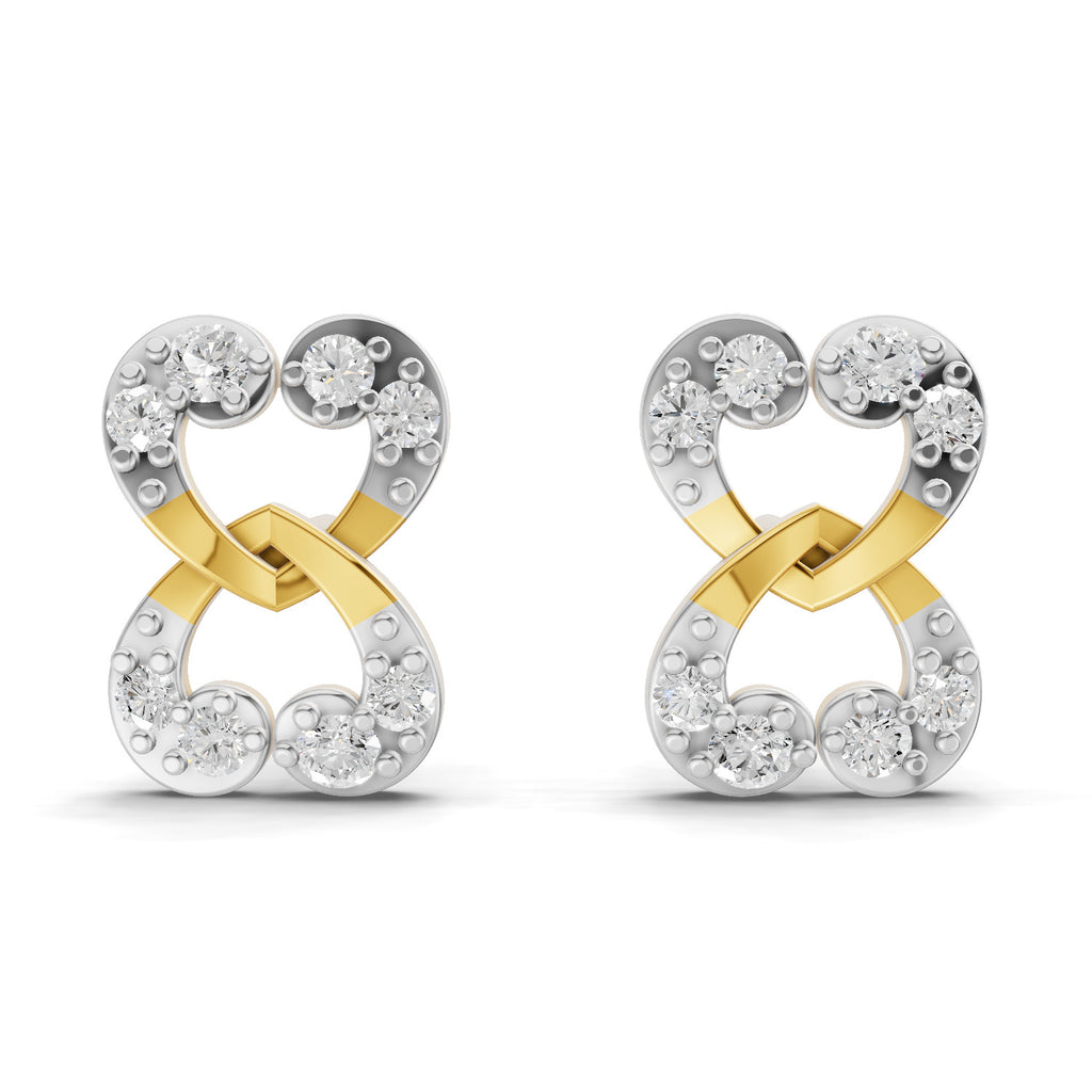 Lab Grown Diamond Earrings 0.18 Carat IGI Certified Round Shape F-G VS | 925 Sterling Silver Gold Plated Fashion Earrings