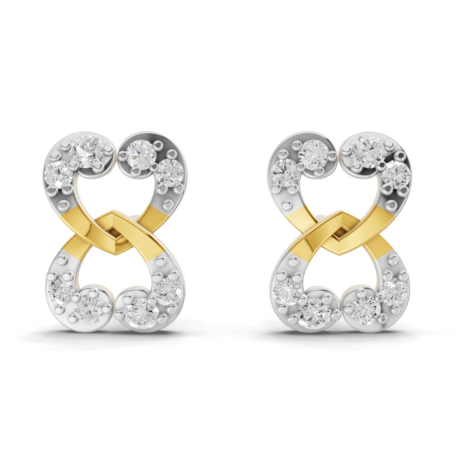 Lab Grown Diamond Earrings 0.18 Carat IGI Certified Round Shape F-G VS | 925 Sterling Silver Gold Plated Fashion Earrings