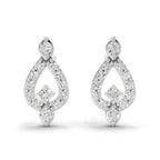 Lab Grown Diamond Earrings 0.2 Carat IGI Certified Round Shape F-G VS | 925 Sterling Silver Gold Plated Teardrop Fashion Earrings