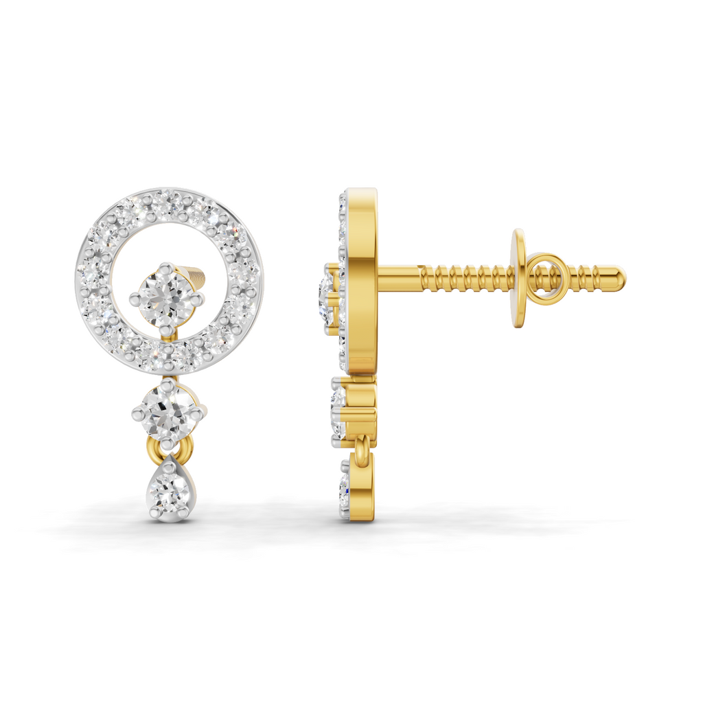 Lab Grown Diamond 0.44CT 925 Sterling Silver Gold Plated Round Shape Earring