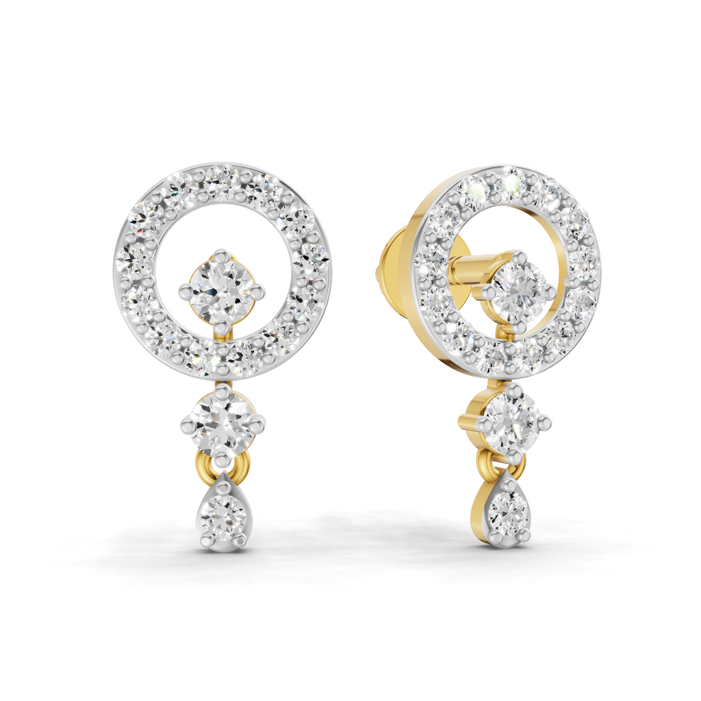 Lab Grown Diamond 0.44CT 925 Sterling Silver Gold Plated Round Shape Earring