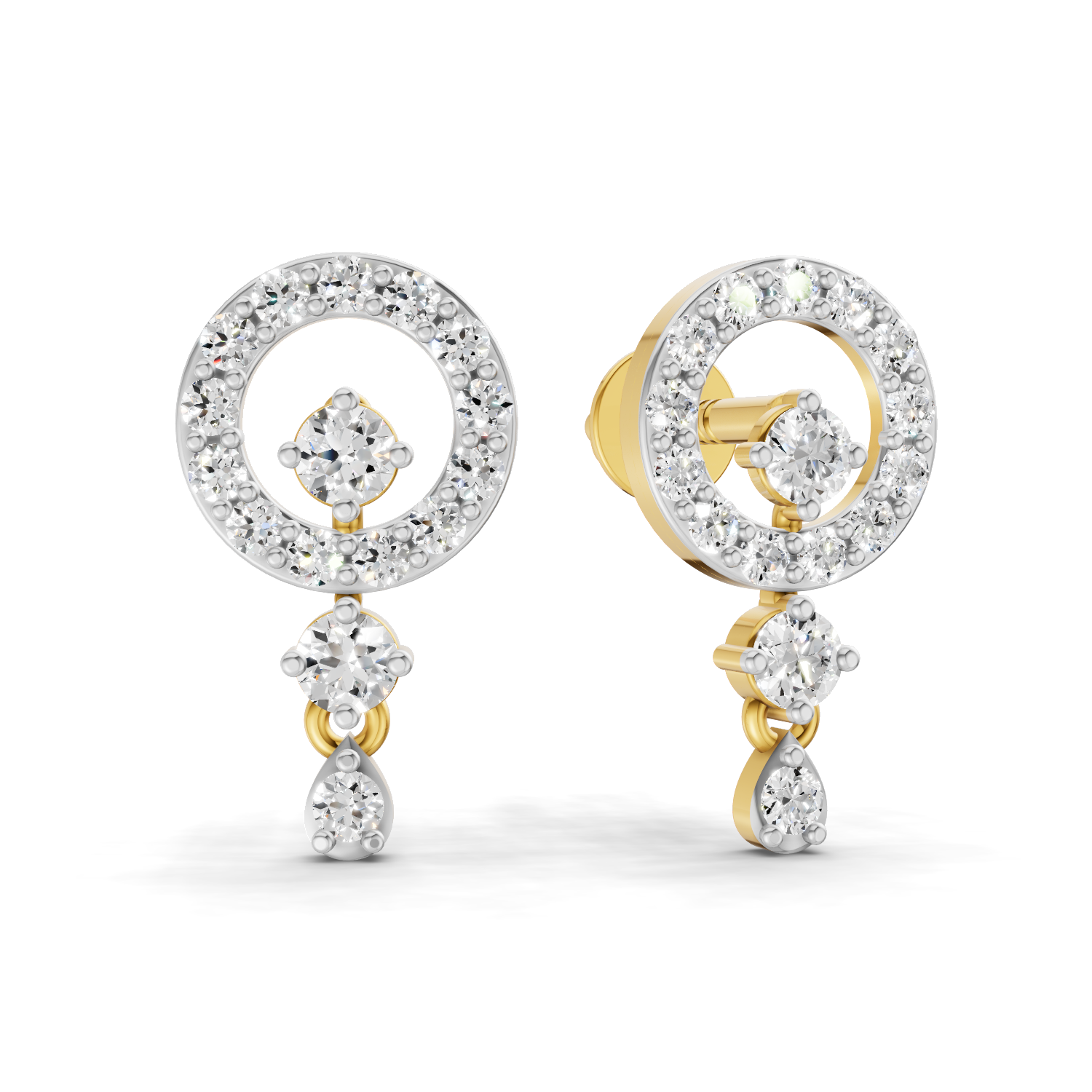 Lab Grown Diamond 0.44CT 925 Sterling Silver Gold Plated Round Shape Earring