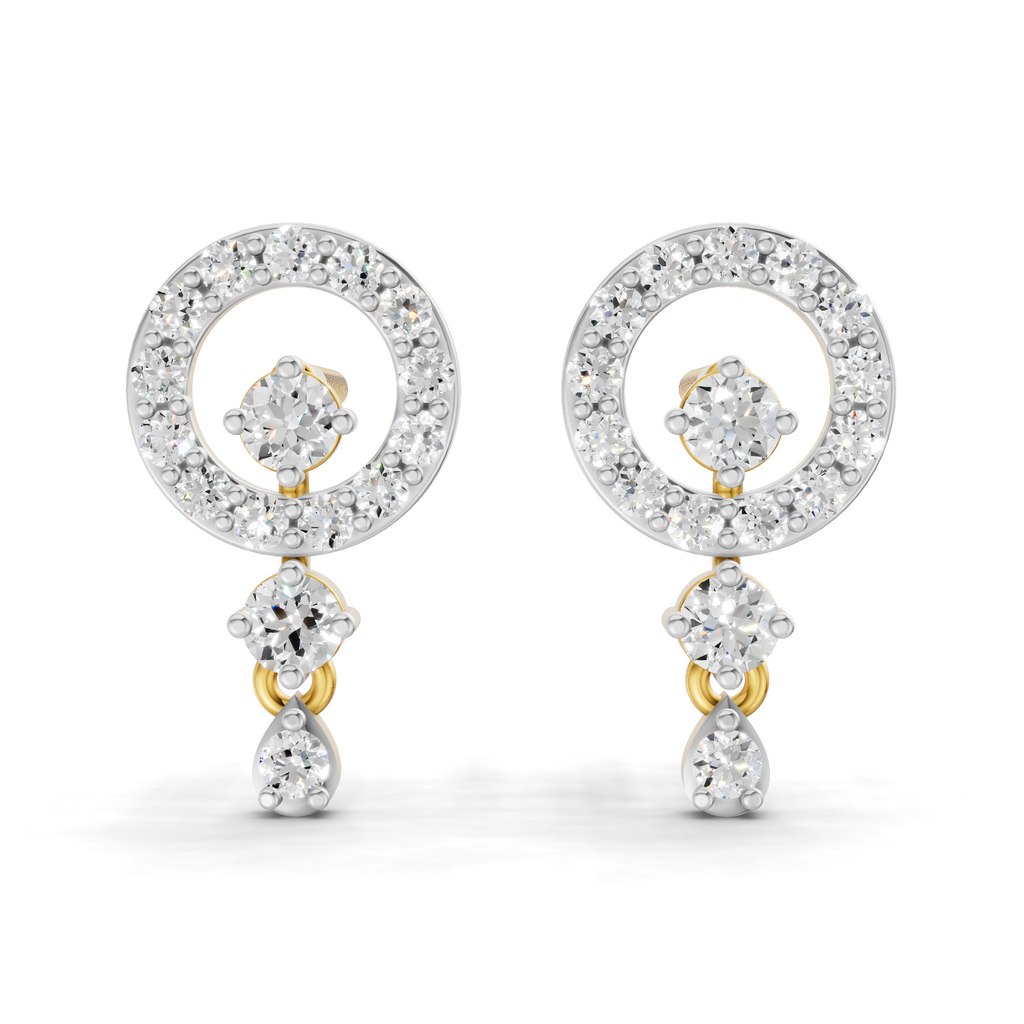 Lab Grown Diamond 0.44CT 925 Sterling Silver Gold Plated Round Shape Earring