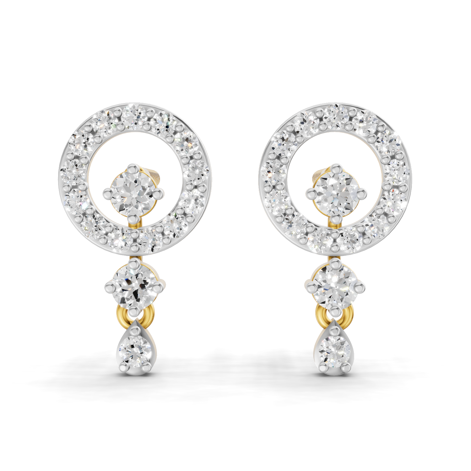 Lab Grown Diamond 0.44CT 925 Sterling Silver Gold Plated Round Shape Earring