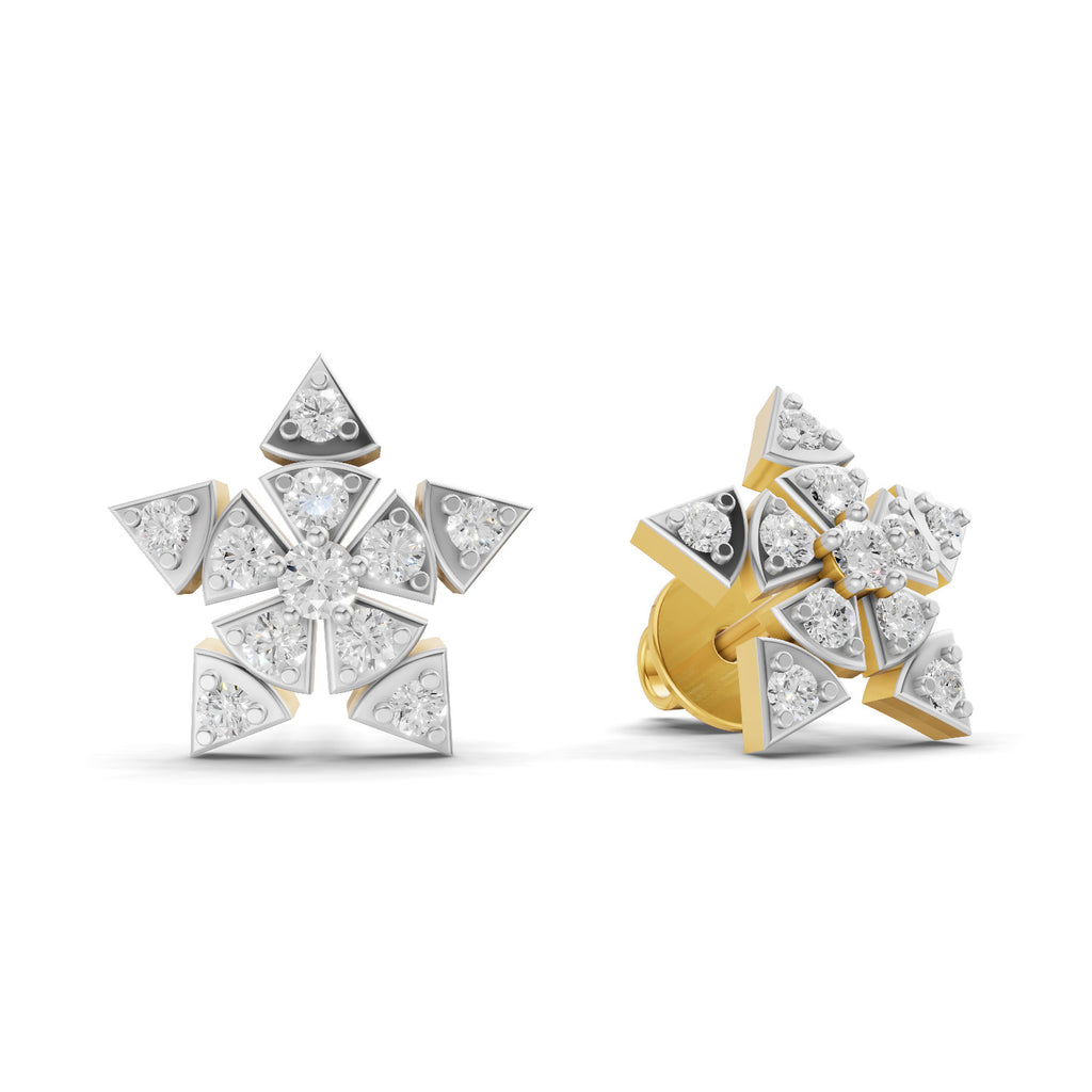 Lab Grown Diamond Earrings 0.36 Carat IGI Certified Round Shape F-G VS | 925 Sterling Silver Gold Plated Fashion Earrings
