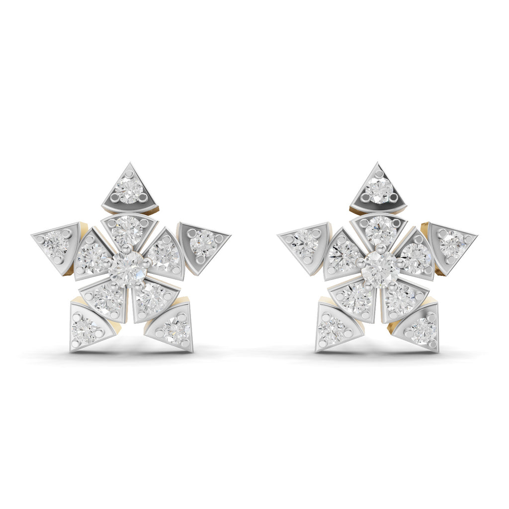 Lab Grown Diamond Earrings 0.36 Carat IGI Certified Round Shape F-G VS | 925 Sterling Silver Gold Plated Fashion Earrings