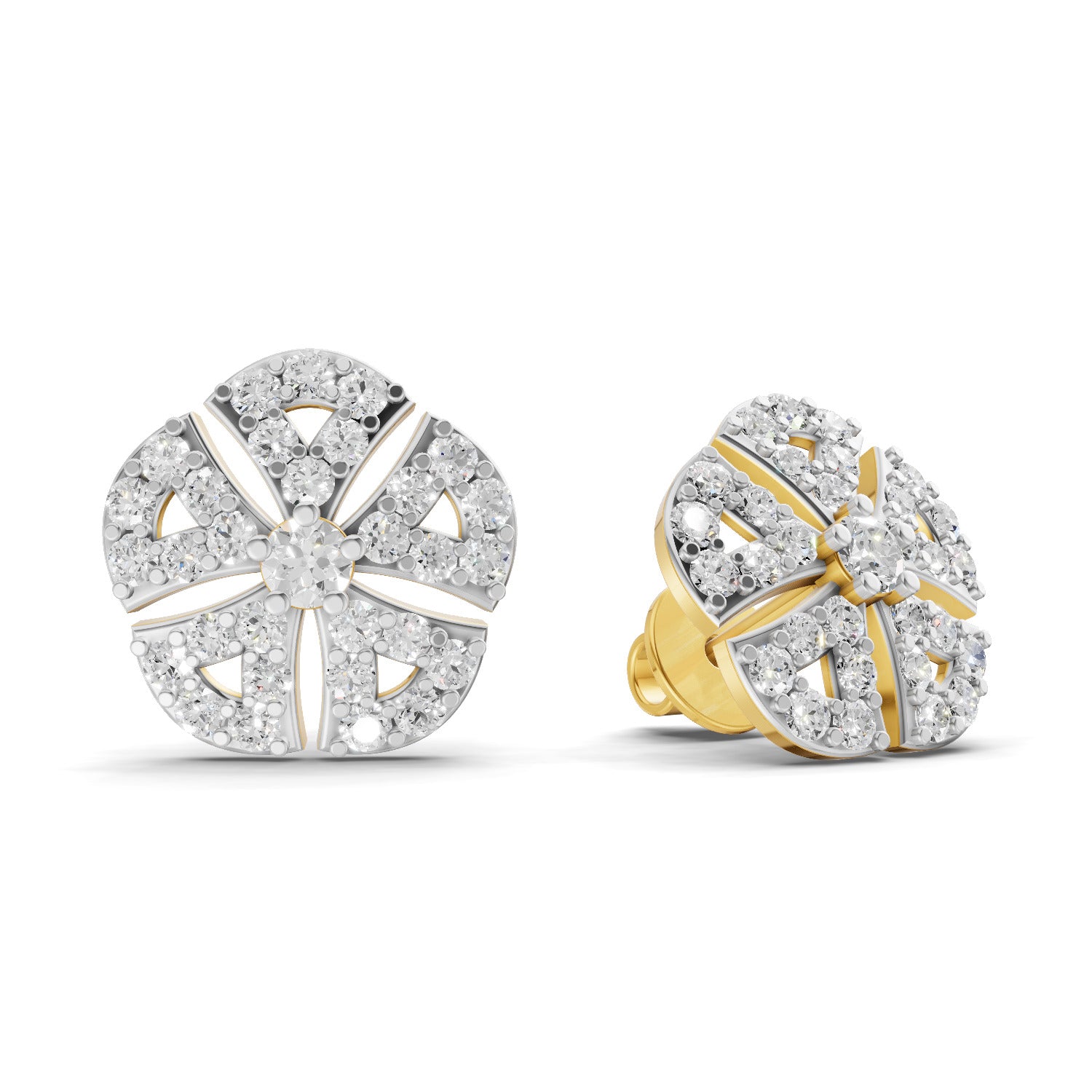 Lab Grown Diamond Earrings 0.9 Carat IGI Certified Round Shape F-G VS | 925 Sterling Silver Gold Plated Fashion Earrings