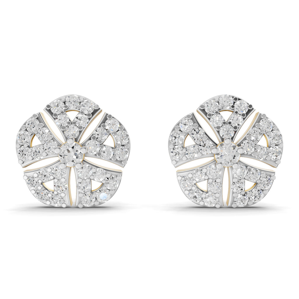 Lab Grown Diamond Earrings 0.9 Carat IGI Certified Round Shape F-G VS | 925 Sterling Silver Gold Plated Fashion Earrings