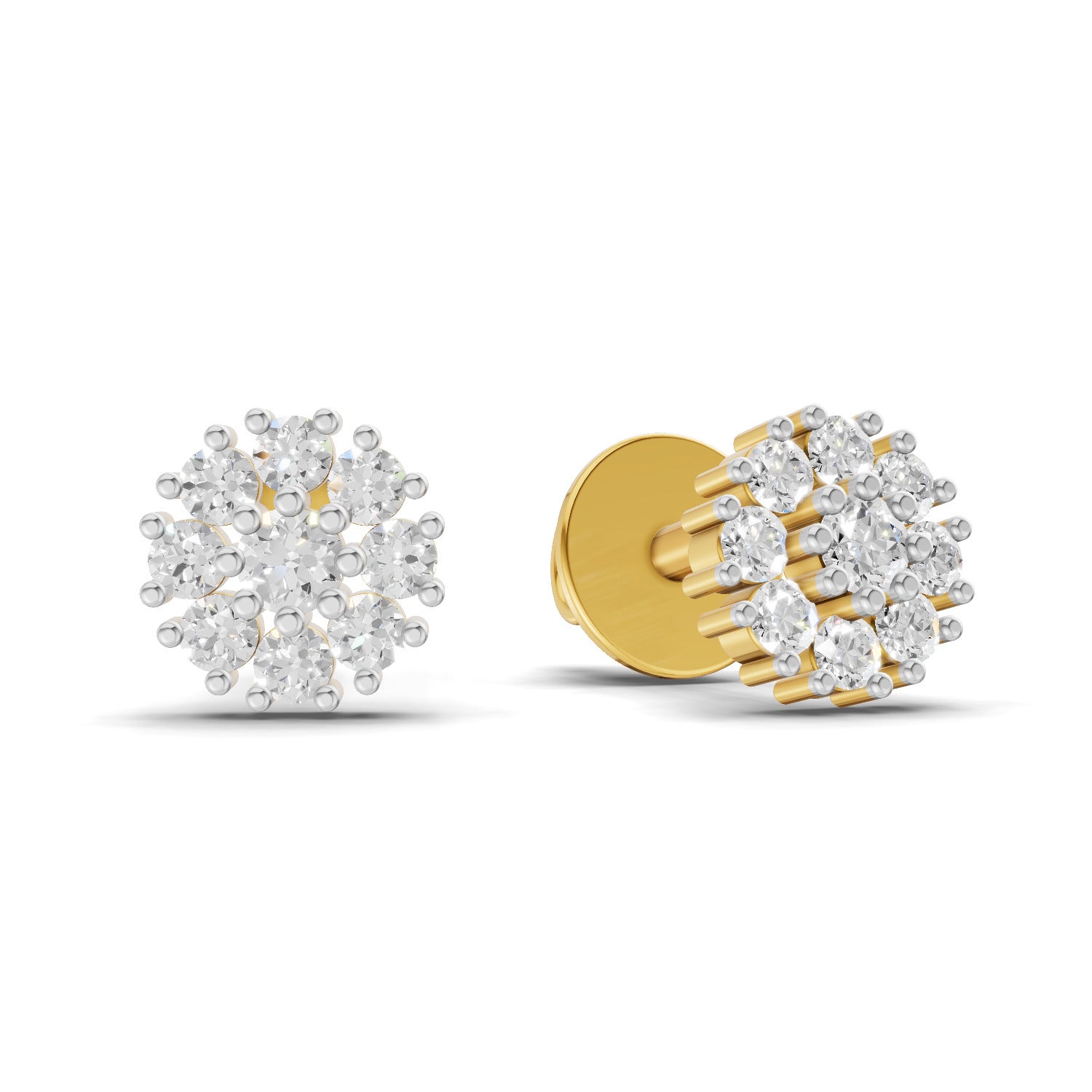 Lab Grown Diamond Earrings 0.19 Carat IGI Certified Round Shape F-G VS | 925 Sterling Silver Gold Plated Fashion Earrings