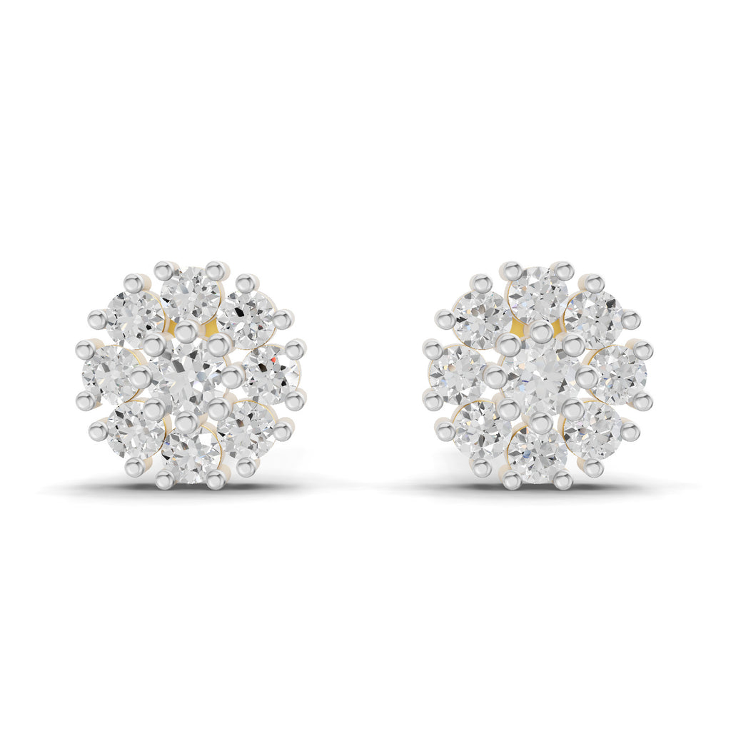 Lab Grown Diamond Earrings 0.19 Carat IGI Certified Round Shape F-G VS | 925 Sterling Silver Gold Plated Fashion Earrings