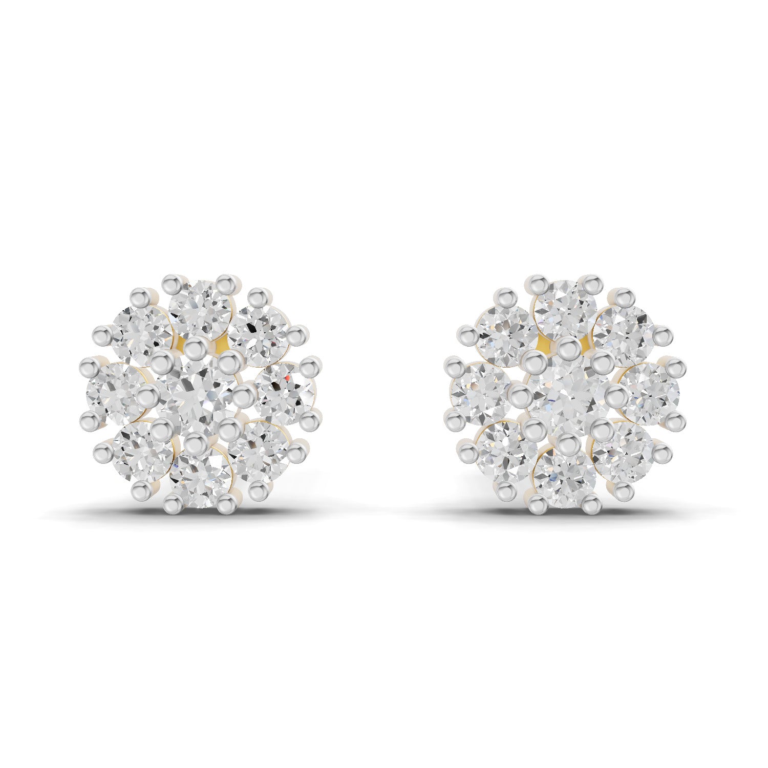 Lab Grown Diamond Earrings 0.19 Carat IGI Certified Round Shape F-G VS | 925 Sterling Silver Gold Plated Fashion Earrings