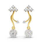Lab Grown Diamond Earrings 0.38 Carat IGI Certified Round Shape 925 Sterling Silver Gold Plated Floral Vine Drop Stud Earrings