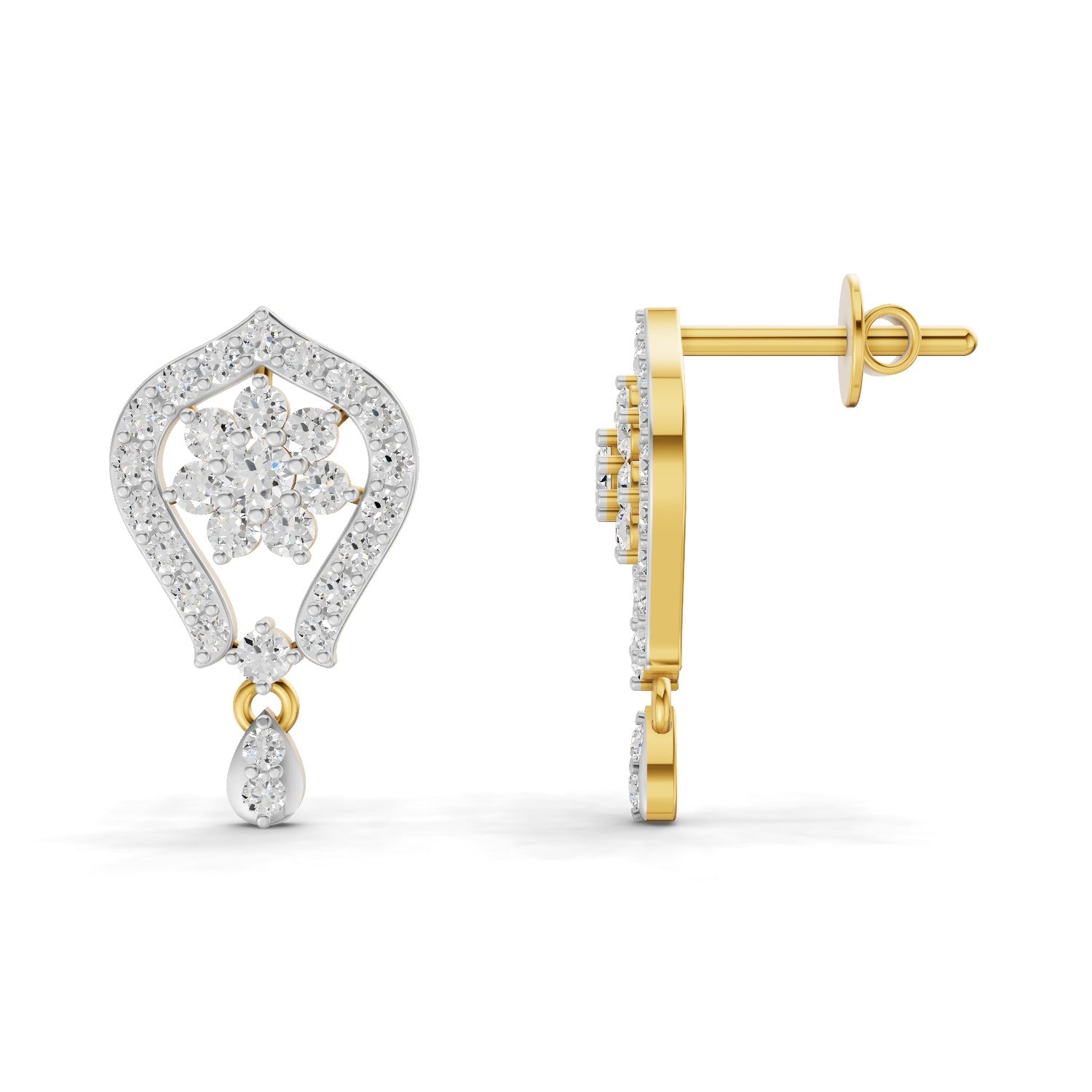 Lab Grown Diamond Earrings 0.81 Carat IGI Certified Round Shape F-G VS | 925 Sterling Silver Gold Plated Fashion Earrings
