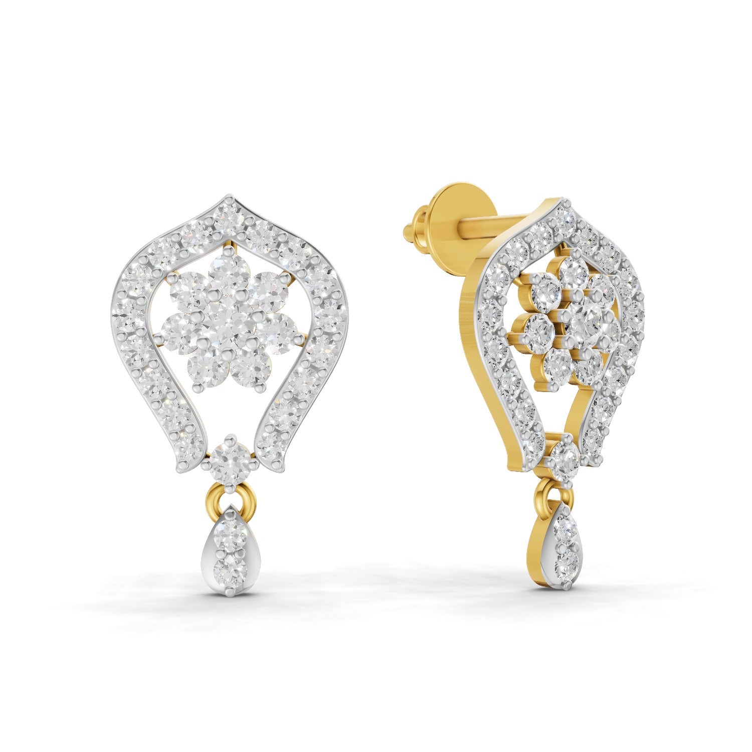Lab Grown Diamond Earrings 0.81 Carat IGI Certified Round Shape F-G VS | 925 Sterling Silver Gold Plated Fashion Earrings