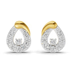 Lab Grown Diamond Earrings 0.32 Carat IGI Certified Round Shape F-G VS | 925 Sterling Silver Gold Plated Teardrop Stud Earrings