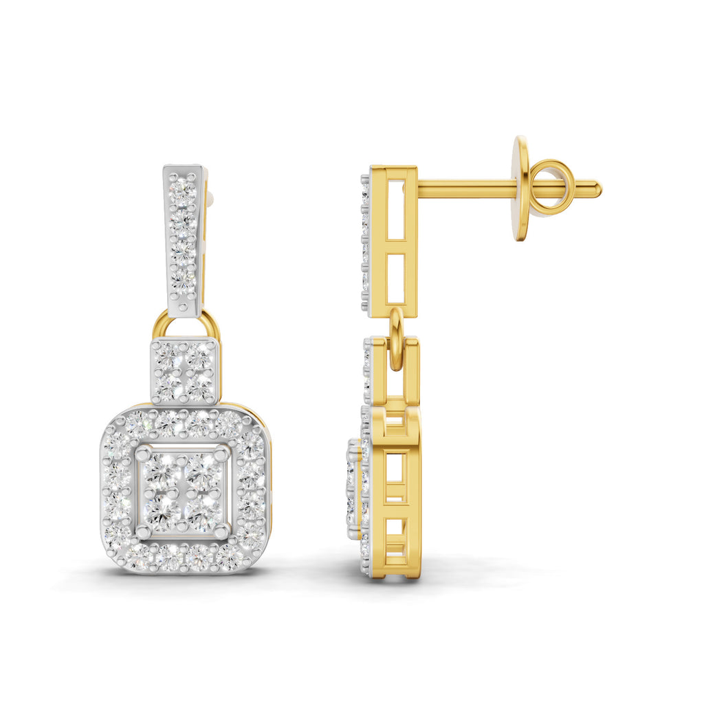 Lab Grown Diamond Earrings 0.8 Carat IGI Certified Round Shape 925 Sterling Silver Yellow Gold Plated Fashion Earrings