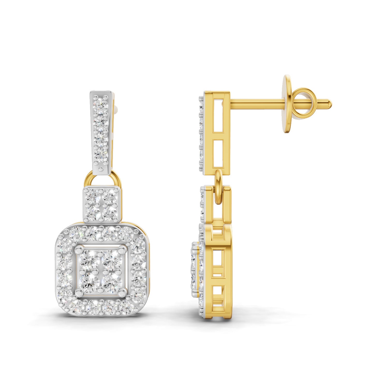 Lab Grown Diamond Earrings 0.8 Carat IGI Certified Round Shape 925 Sterling Silver Yellow Gold Plated Fashion Earrings
