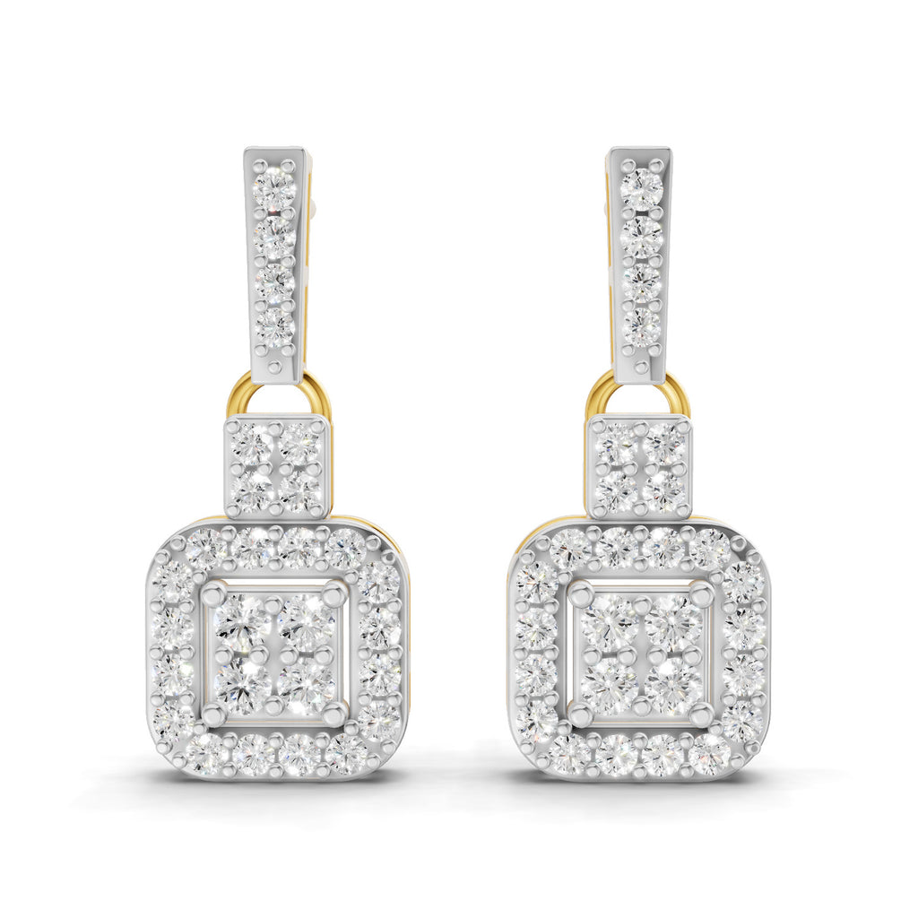 Lab Grown Diamond Earrings 0.8 Carat IGI Certified Round Shape 925 Sterling Silver Yellow Gold Plated Fashion Earrings