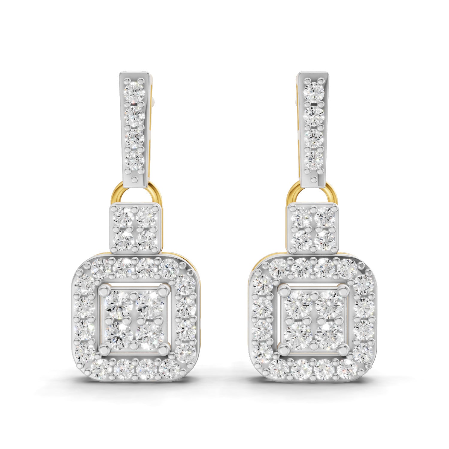Lab Grown Diamond Earrings 0.8 Carat IGI Certified Round Shape 925 Sterling Silver Yellow Gold Plated Fashion Earrings