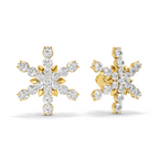 Lab Grown Diamond Earrings 0.87 Carat IGI Certified Round Shape 925 Sterling Silver Gold Plated Snowflakes Earrings