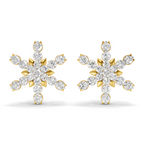 Lab Grown Diamond Earrings 0.87 Carat IGI Certified Round Shape 925 Sterling Silver Gold Plated Snowflakes Earrings