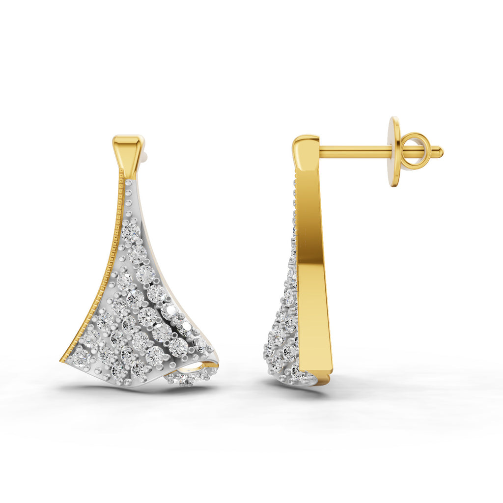 Lab Grown Diamond Earrings 0.71 Carat IGI Certified Round Shape F-G VS | 925 Sterling Silver Gold Plated Fashion Earrings