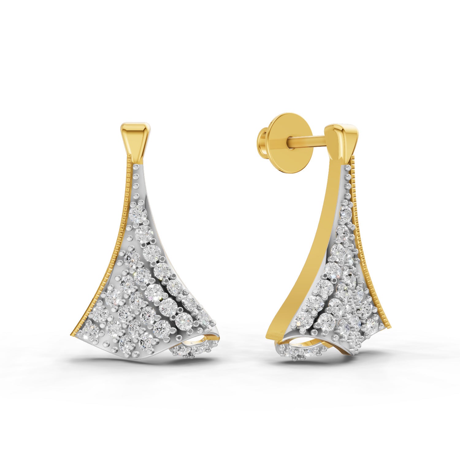 Lab Grown Diamond Earrings 0.71 Carat IGI Certified Round Shape F-G VS | 925 Sterling Silver Gold Plated Fashion Earrings