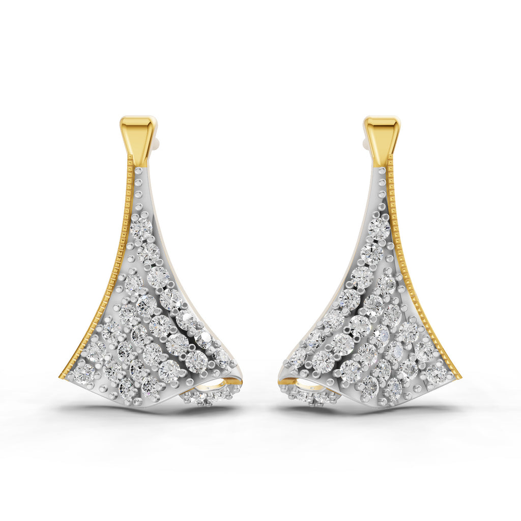 Lab Grown Diamond Earrings 0.71 Carat IGI Certified Round Shape F-G VS | 925 Sterling Silver Gold Plated Fashion Earrings