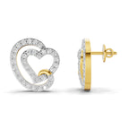 Lab Grown Diamond Earrings 0.94 Carat IGI Certified Round Shape F-G VS | 925 Sterling Silver Yellow Gold Plated Heart Earrings