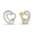 Lab Grown Diamond Earrings 0.94 Carat IGI Certified Round Shape F-G VS | 925 Sterling Silver Yellow Gold Plated Heart Earrings