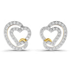 Lab Grown Diamond Earrings 0.94 Carat IGI Certified Round Shape F-G VS | 925 Sterling Silver Yellow Gold Plated Heart Earrings