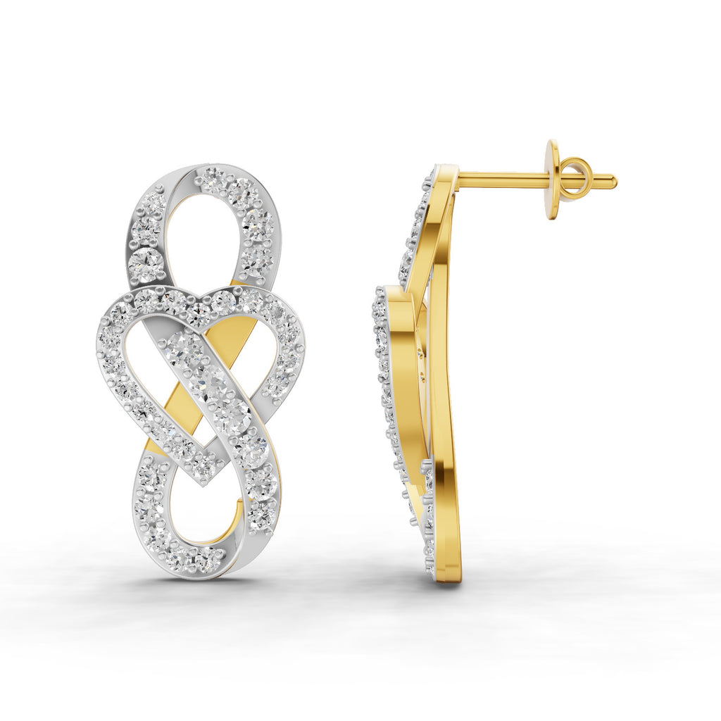 Lab Grown Diamond Earrings 1.61 Carat IGI Certified Round Shape F-G VS | 925 Sterling Silver Gold Plated Fashion Earrings