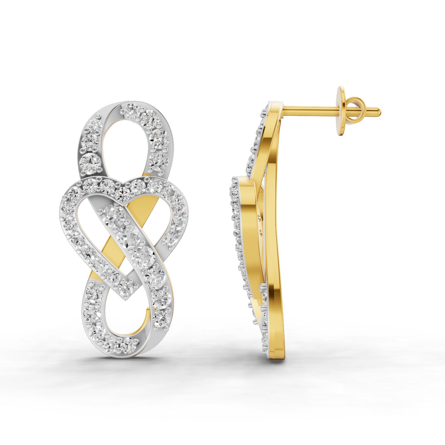 Lab Grown Diamond Earrings 1.61 Carat IGI Certified Round Shape F-G VS | 925 Sterling Silver Gold Plated Fashion Earrings