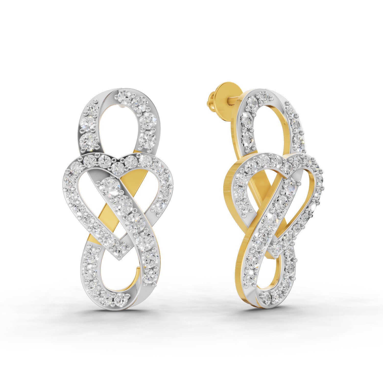 Lab Grown Diamond Earrings 1.61 Carat IGI Certified Round Shape F-G VS | 925 Sterling Silver Gold Plated Fashion Earrings
