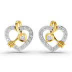 Lab Grown Diamond Earrings 0.63 Carat IGI Certified Round Shape F-G VS | 925 Sterling Silver Gold Plated Heart Earrings