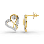 Lab Grown Diamond Earrings 0.57 Carat IGI Certified Round Shape F-G VS | 925 Sterling Silver Gold Plated Heart Earrings