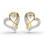 Lab Grown Diamond Earrings 0.57 Carat IGI Certified Round Shape F-G VS | 925 Sterling Silver Gold Plated Heart Earrings