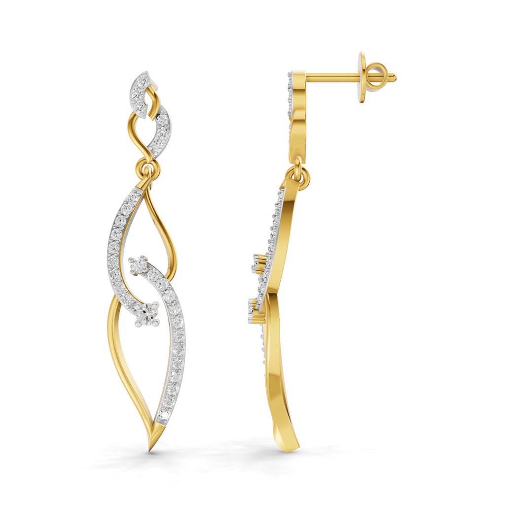 Lab Grown Diamond Earrings 0.63 Carat IGI Certified Round Shape F-G VS | 925 Sterling Silver Gold Plated Teardrop Pear Shape Earrings