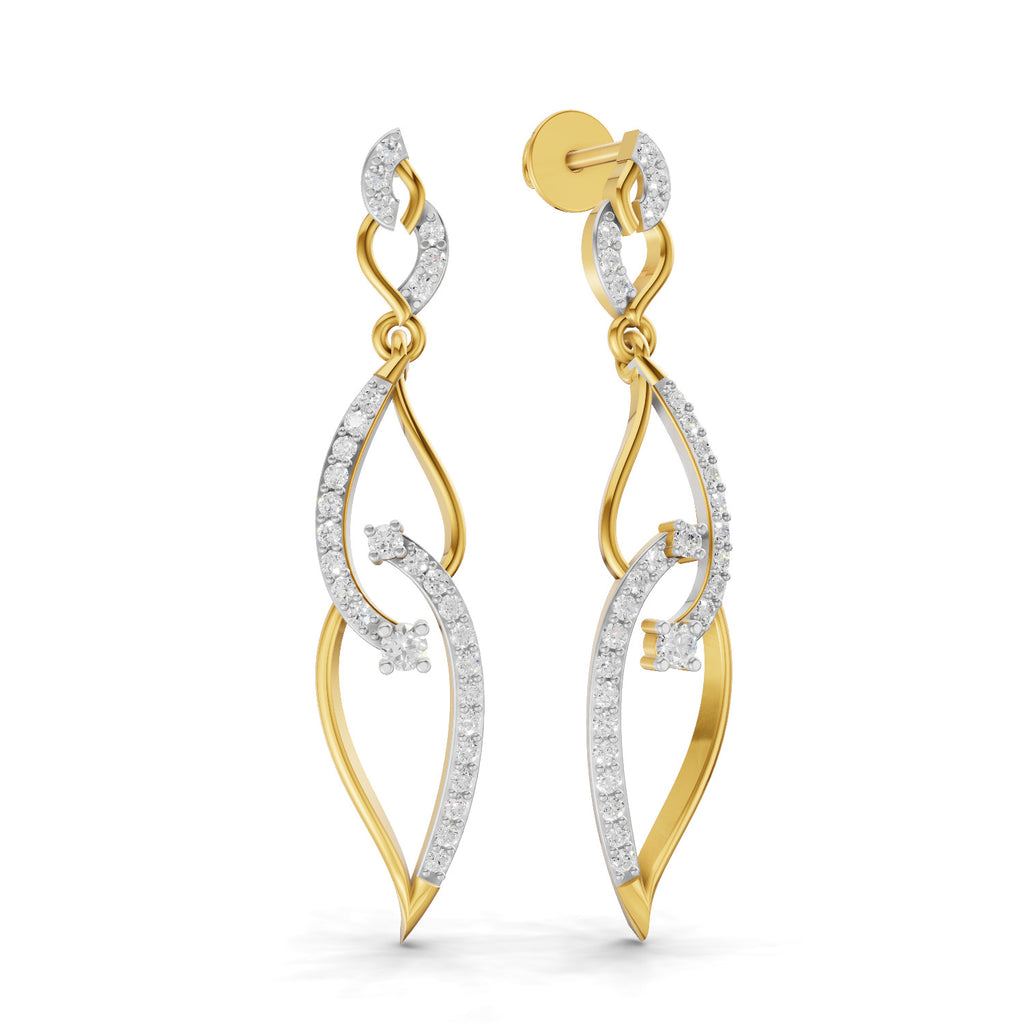Lab Grown Diamond Earrings 0.63 Carat IGI Certified Round Shape F-G VS | 925 Sterling Silver Gold Plated Teardrop Pear Shape Earrings
