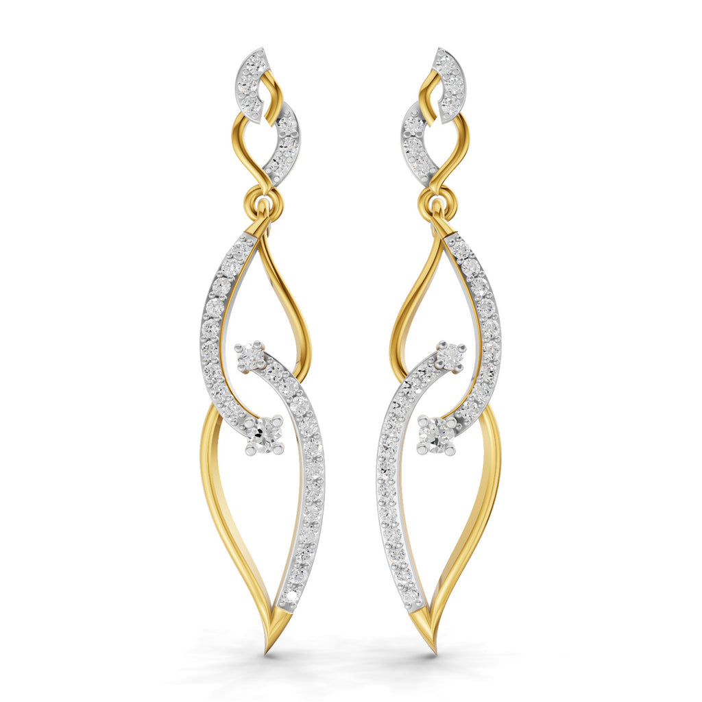 Lab Grown Diamond Earrings 0.63 Carat IGI Certified Round Shape F-G VS | 925 Sterling Silver Gold Plated Teardrop Pear Shape Earrings