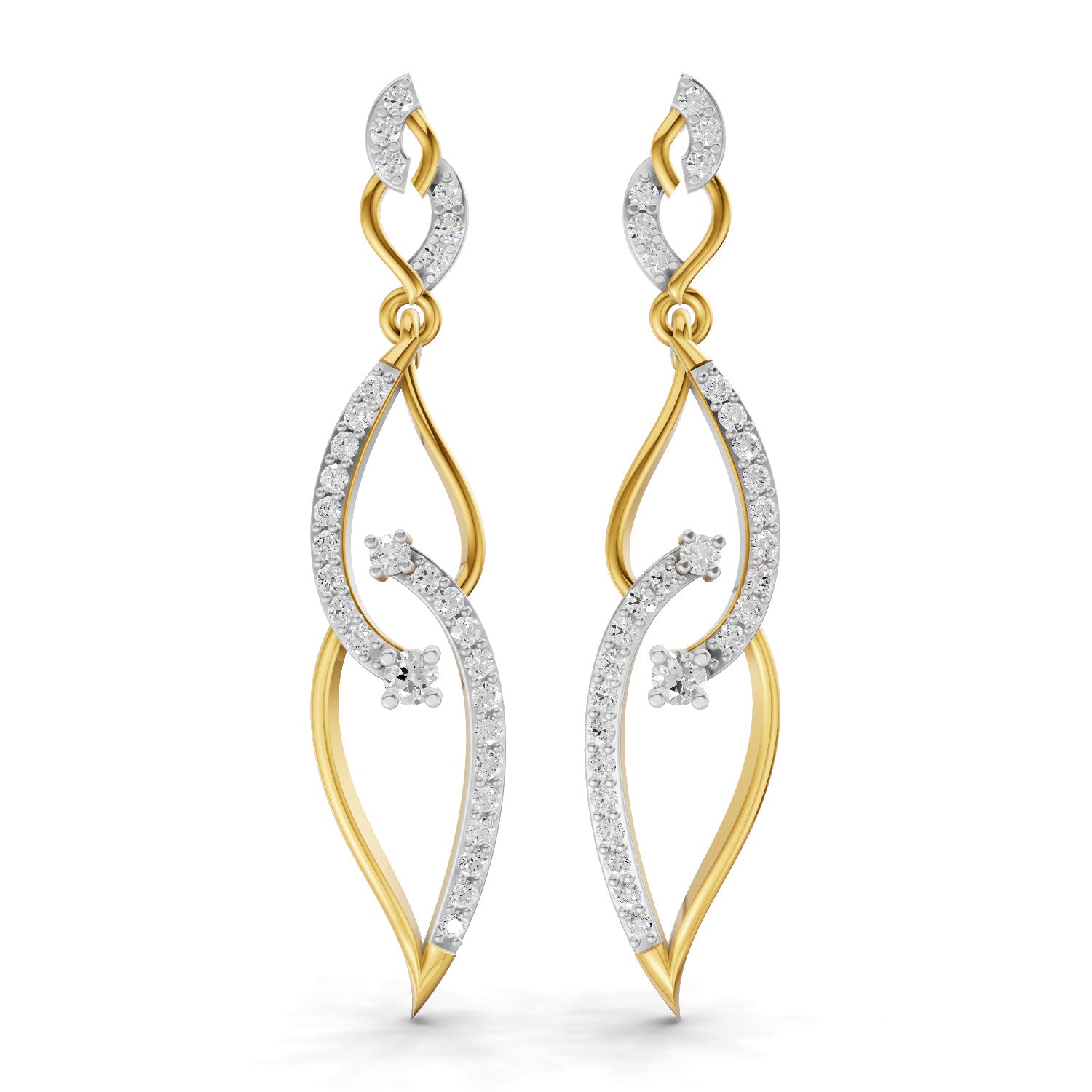 Lab Grown Diamond Earrings 0.63 Carat IGI Certified Round Shape F-G VS | 925 Sterling Silver Gold Plated Teardrop Pear Shape Earrings